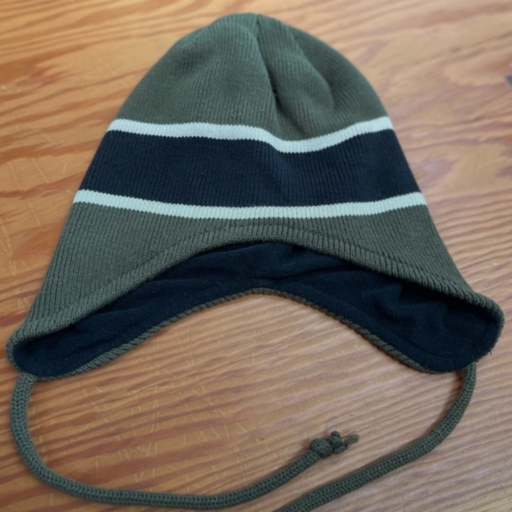 Headers Lined Ribbed Knit Beanie Hat With Ear Flaps and Ties